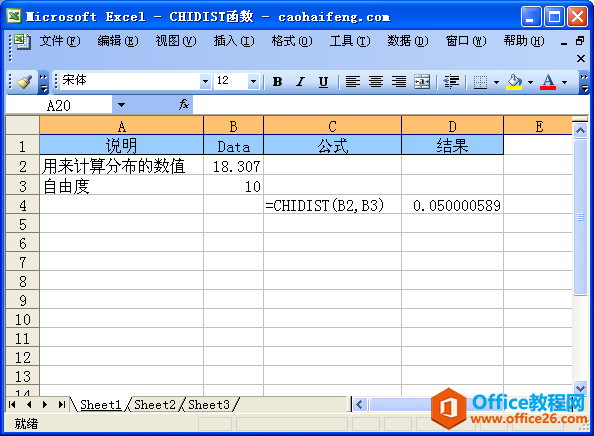 Excel中CHIDIST函數(shù)的語法與用法