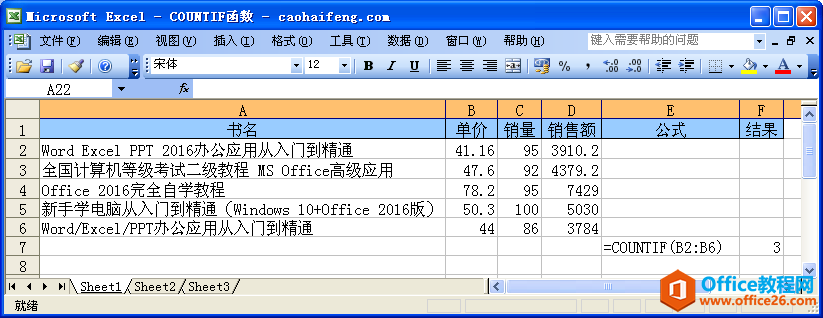 Excel中COUNTIF函數(shù)的語法與用法