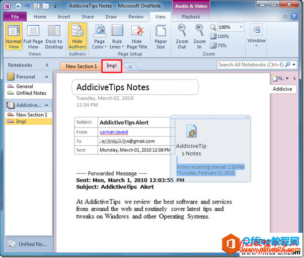 OneNote 2010ܴao A̳1