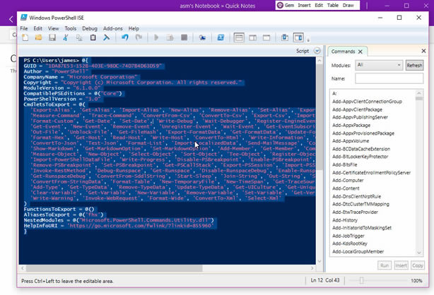 ʹ䌚ˆεġճNıճN Windows PowerShell ISE ƁĴa OneNoteZʽ