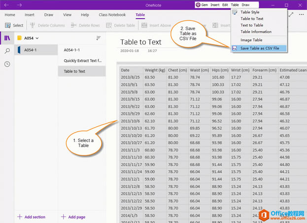 DQ OneNote ı csv ȻExcel_