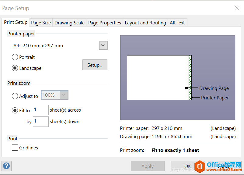 Custom sizePage orientationO